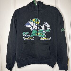 Retro Notre Dame Fighting Irish Hoodie | Embroidered Appliqué Leprechaun Small